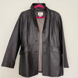 Women's Vintage Black Leather Jacket- real leather